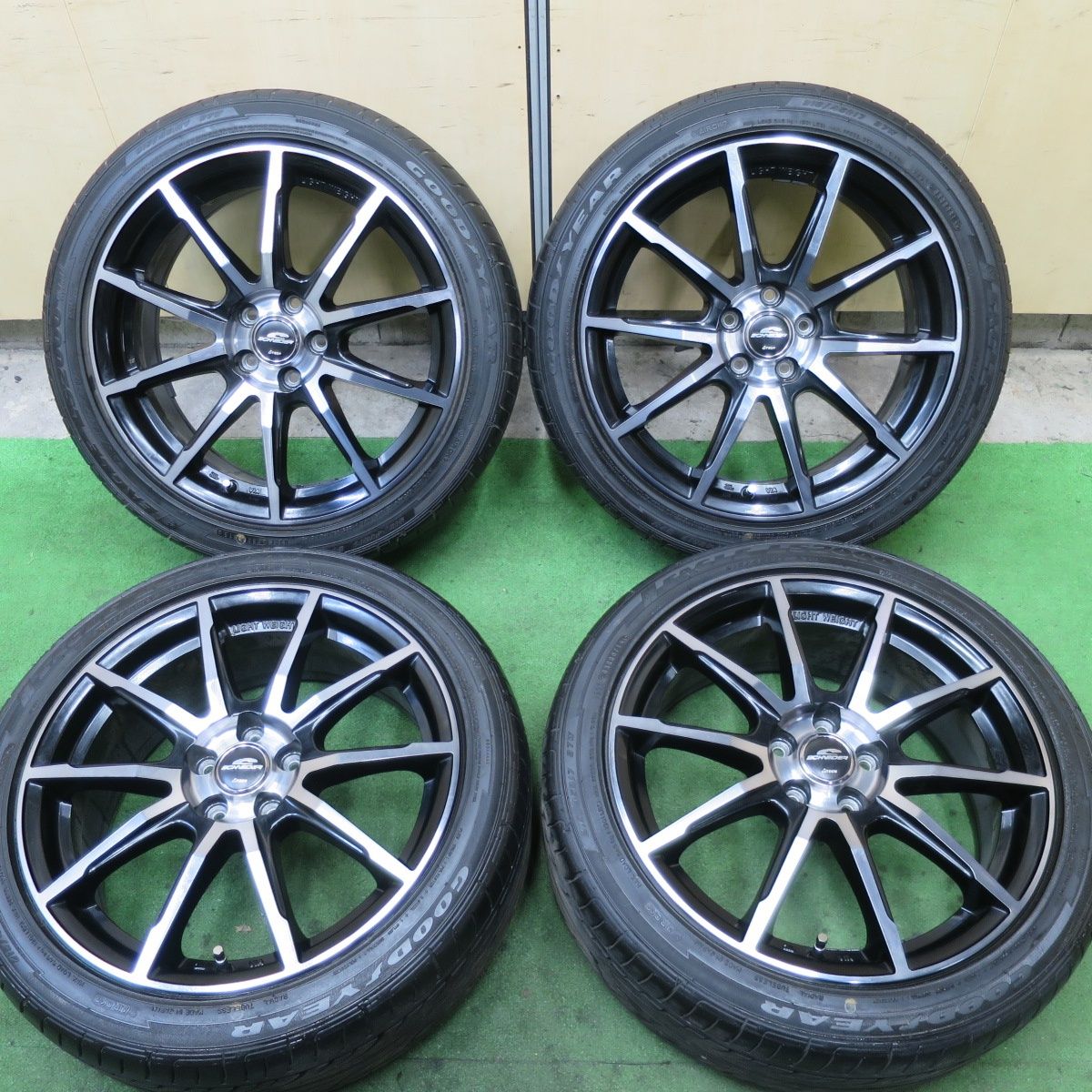 バリ溝 キレイ 9.5分 86 BRZ 等 215 45R17 グッドイヤー イーグル LS2000 hybrid2 SCHNEIDER シュナイダー 17インチ PCD100 5H 5092303TTノ