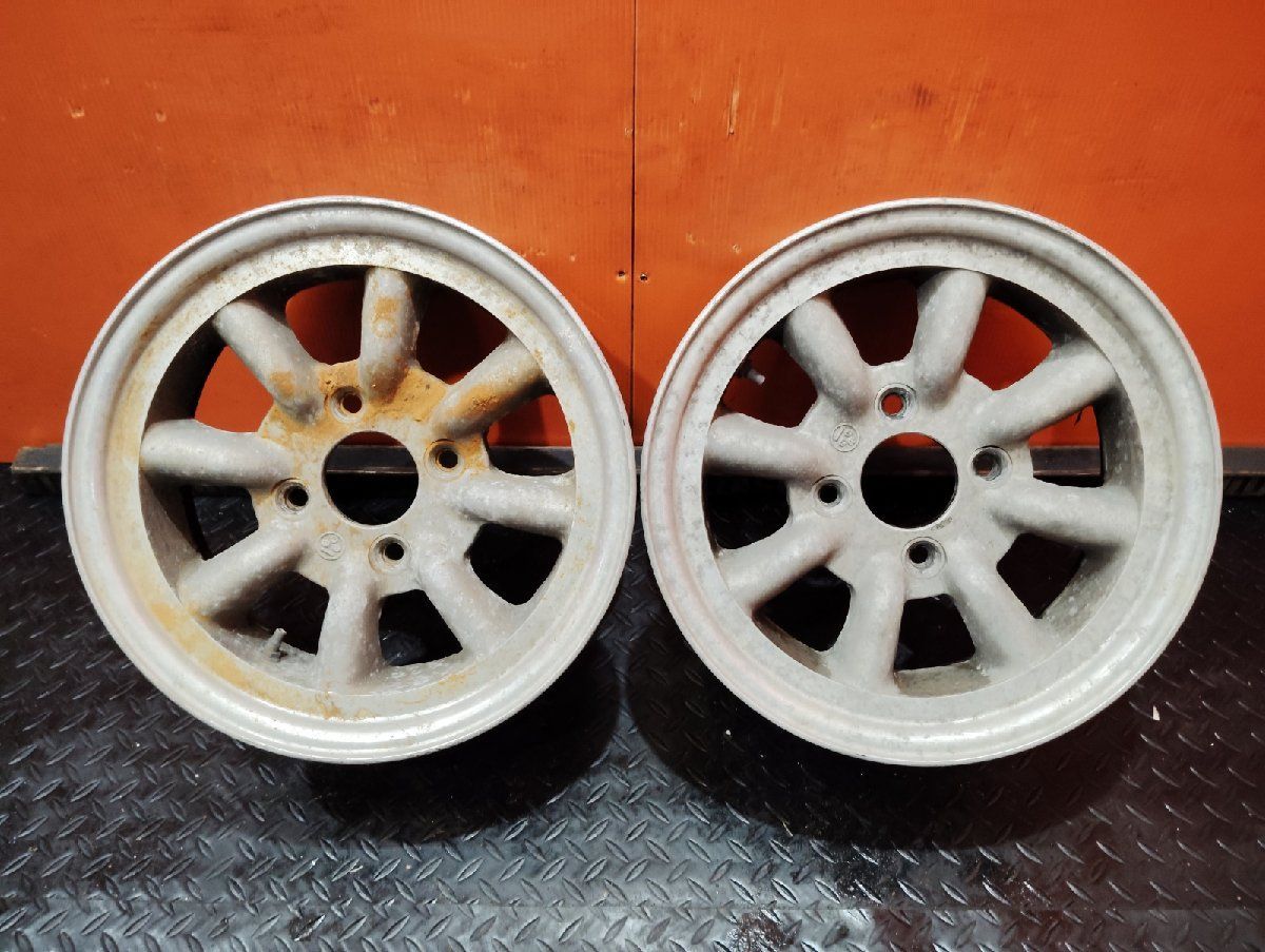 【旧車ホイール】ワタナベ タイプA 社外ホイール 14インチ 2本 6J4HPCD114.3約+15 希少 当時物　(VHR058)