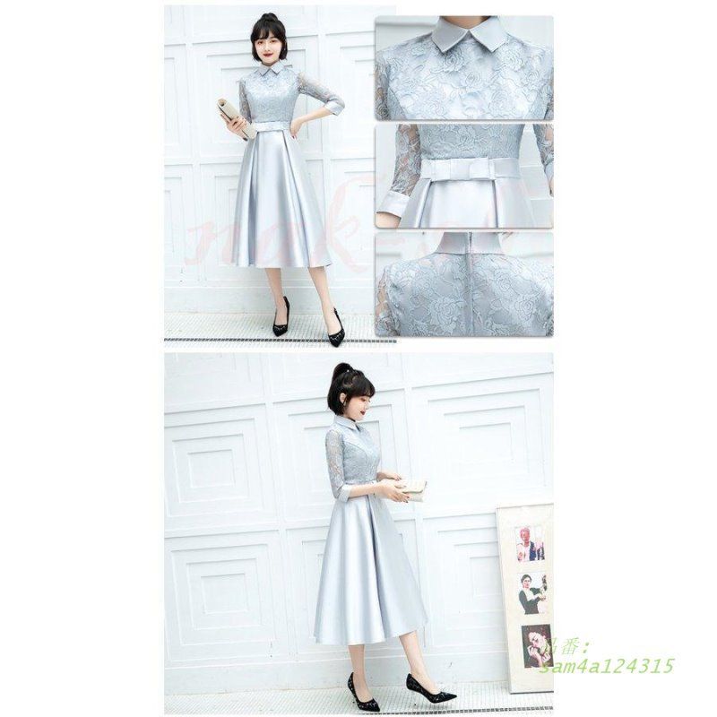 パーティードレス結婚式服装ドレスワンピース20代10代30代NAKフォーマルドレス50代女性冬赤お呼ばれ母親親族袖ありフォーマルワンピース