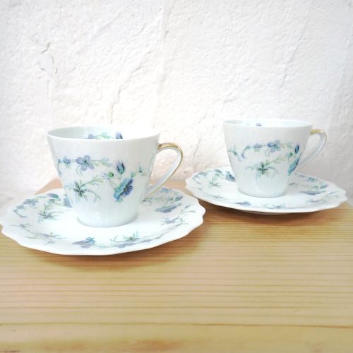 リモージュ D`ARCEAU LIMOGES くすみブルーの小花 カップ＆ソーサー