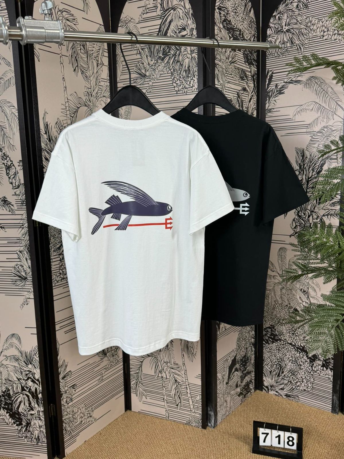 Patagoniaパタゴニア 背中にトビウオの銛をプリントしたカップル用半袖Tシャツ