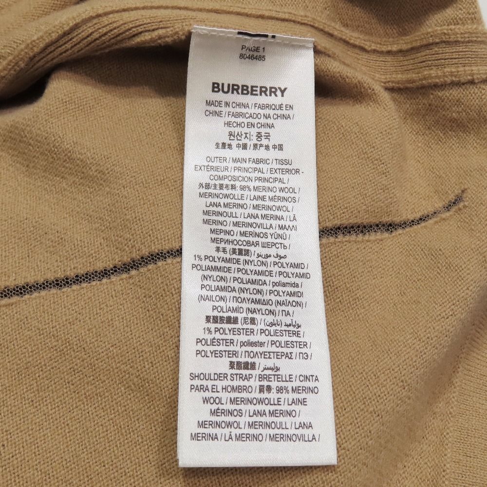 未使用 BURBERRY バーバリー メリノウール ニット キャミソール ショート丈 ノースリーブ カットソー S ブラウン キャメル レディース 古着 中古 BURBERRY - 未使用 BURBERRY バーバリー メリノウール ニット