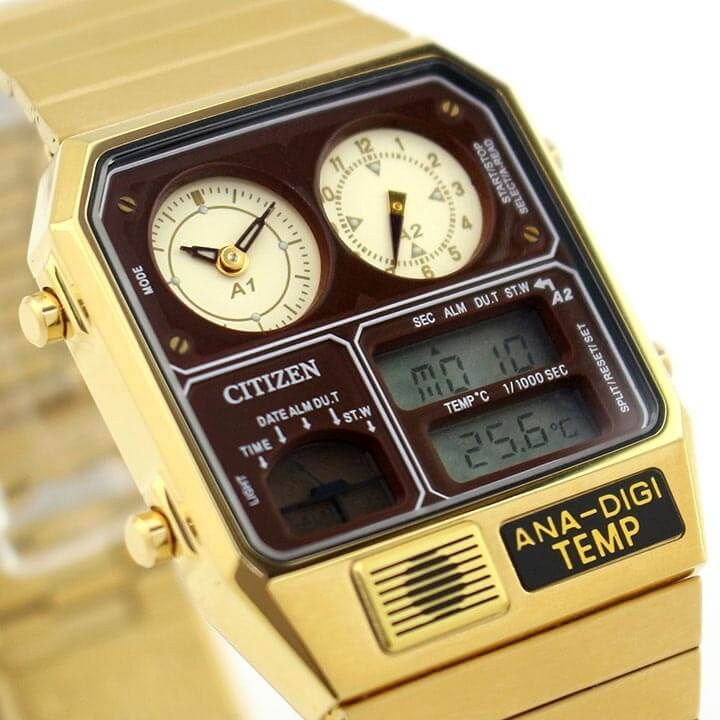 アナデジテンプ 復刻モデル ゴールド JG2103-72X シチズン アナデジテンプ JG2103-72X 特定店取扱いモデル 京都