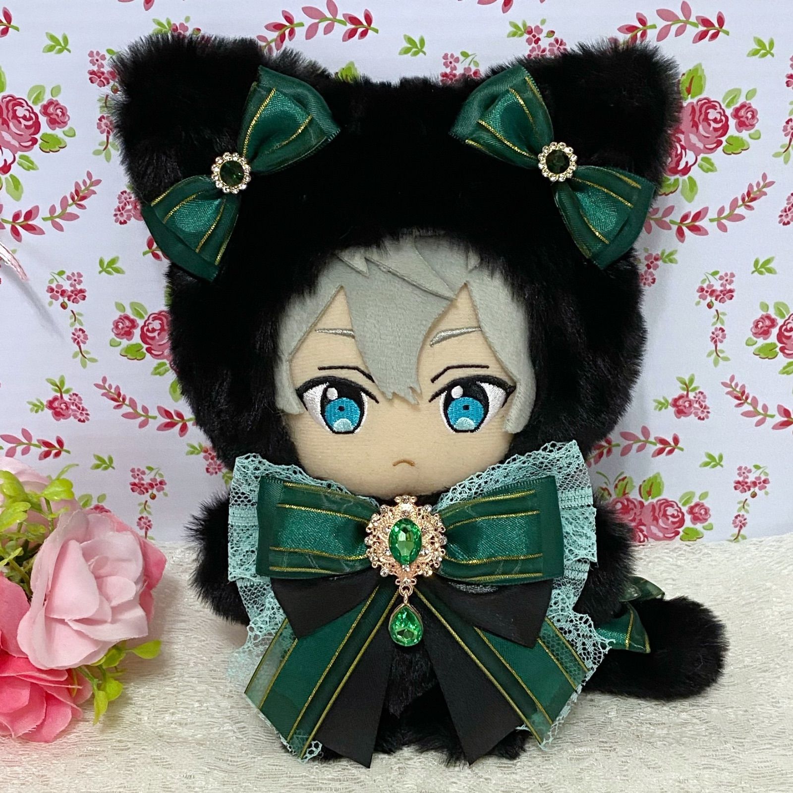 b122 ぬい服 12cm ちびぐるみ 着ぐるみ 天使 しろくろ ねこセット ちびぐるみ 10cmぬい 12cm ぬい服 着ぐるみ 白猫 天使 羽付き