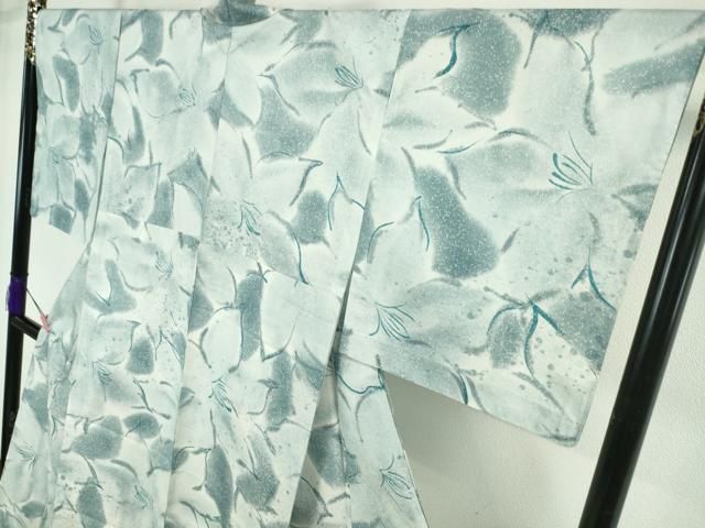 平和屋本店■極上　夏物　石川県指定無形文化財　夏牛首紬　白山工房　手織り　花　証紙付き　逸品　未使用　DZAA4873kh5 平和屋本店□極上 夏物 石川県指定無形文化財 夏牛首紬 白山工房