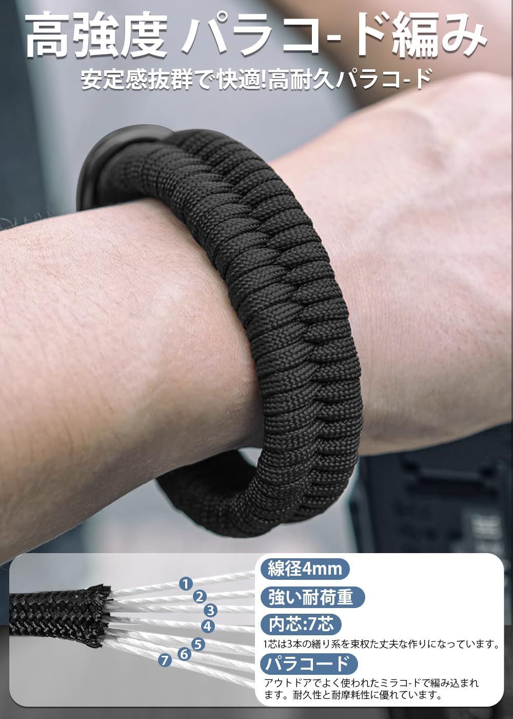 ZXZone] カメラストラップ パラコード編みハンドストラップ、クイック