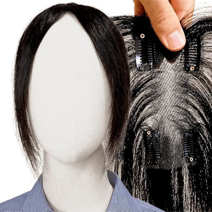 ルスブリラーレ Luce brillare 部分ウィッグ ヘアピース ポイントウィッグ 女性 レディース 人毛 かつら 前髪ウィッグ ショート トップピース トップカバー つむじ 前髪未カット ナチュラルブラック 12x6cm