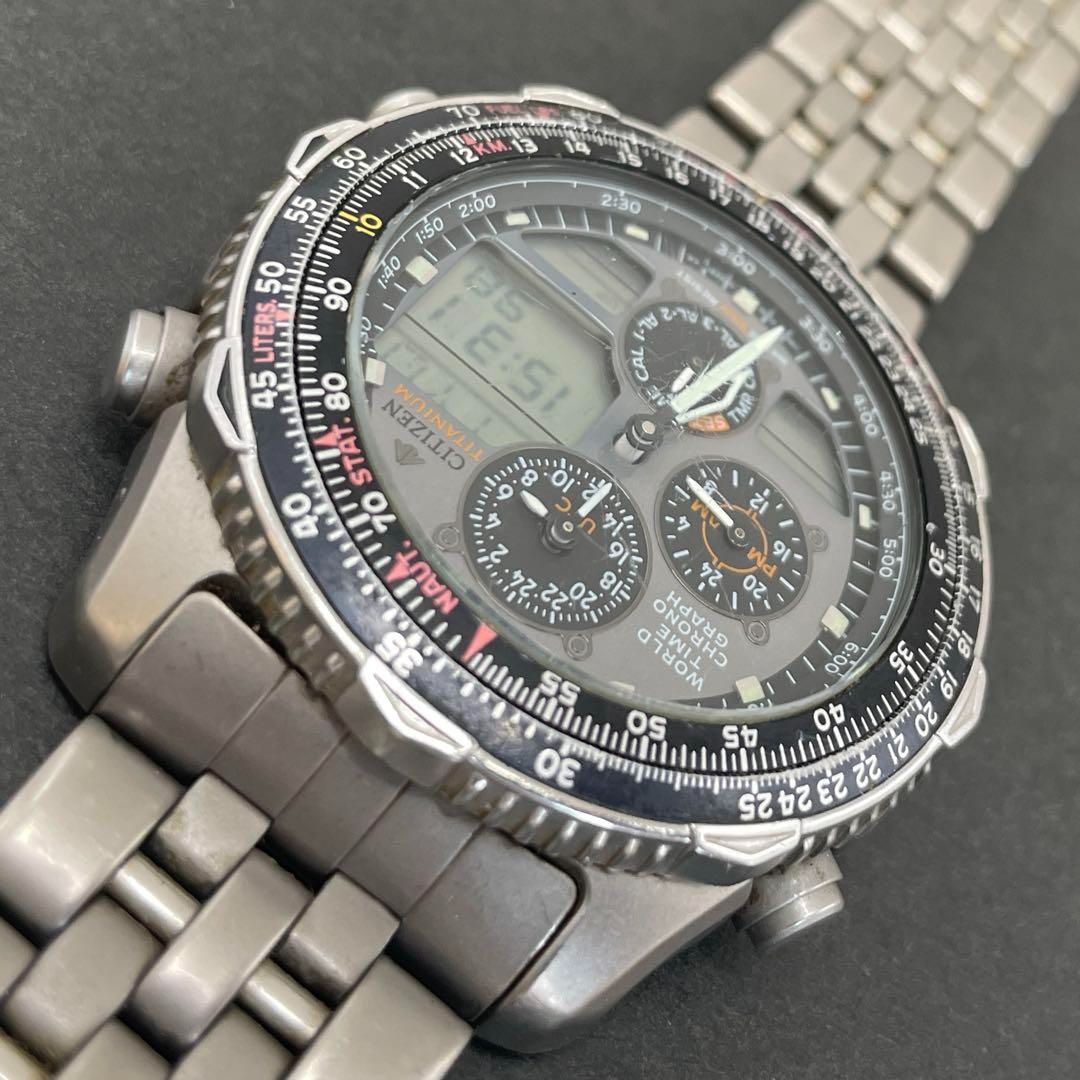 動作OK】CITIZEN 初代ナビホーク C300-E80141 チタン シチズン