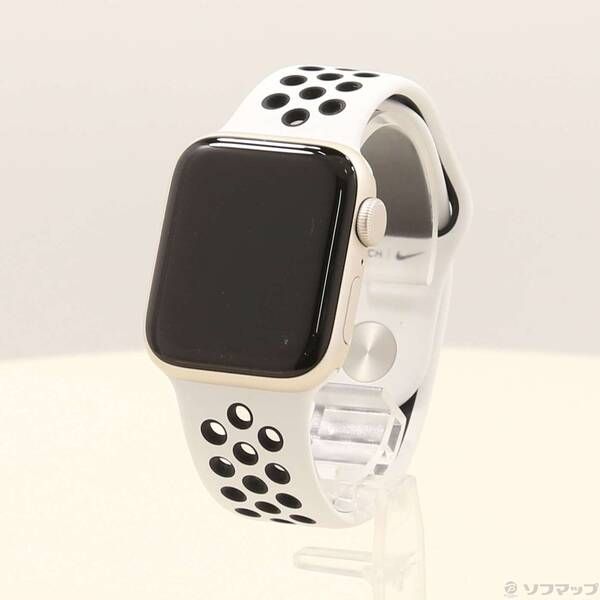 〔 品〕 Apple Watch SE 第2世代 GPS 40mm スターライトアルミニウムケース サミットホワイト ブラックNikeスポーツバンド 276