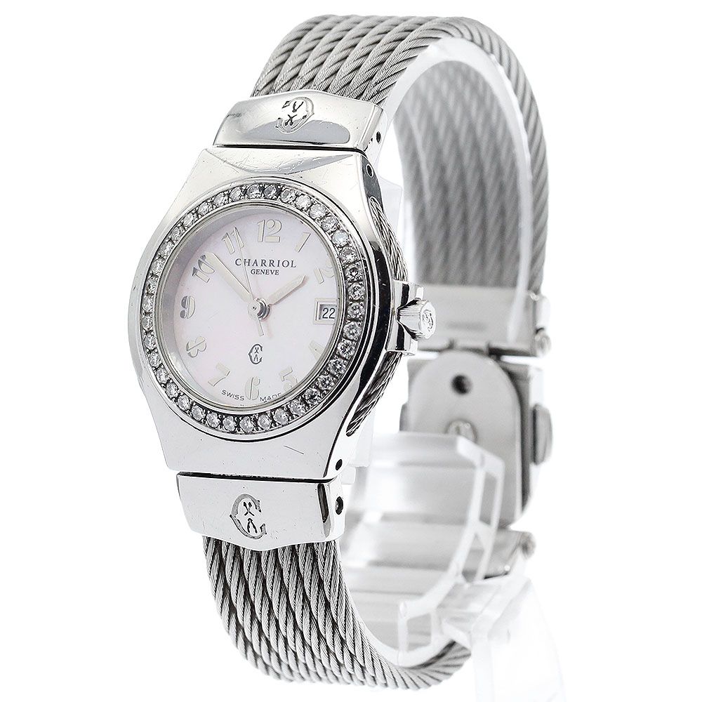 シャリオール CHARRIOL CELT3 ケルティック ダイヤベゼル クォーツ レディース_908646
