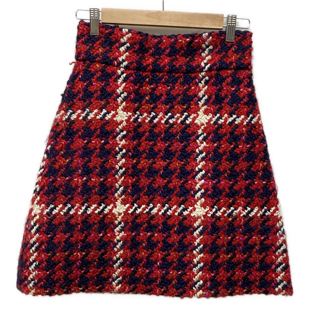 miumiu ミュウミュウ ミニスカート サイズ36 S レディース - レッド×ネイビー×マルチ チェック柄