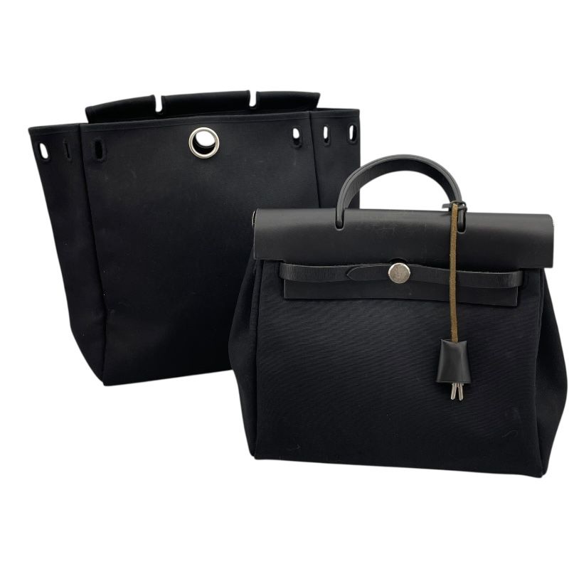 エルメス HERMES エールバッグアドPM □G刻 ブラック|SV金具 トワル|レザー ユニセックス リュック デイパック