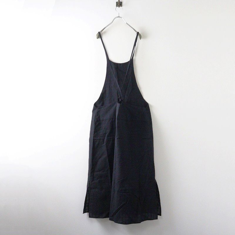 2025 ブノン BUNON リボンキャミドレス ブラック コットン ノースリーブ ワンピース フ スリット エプロン
