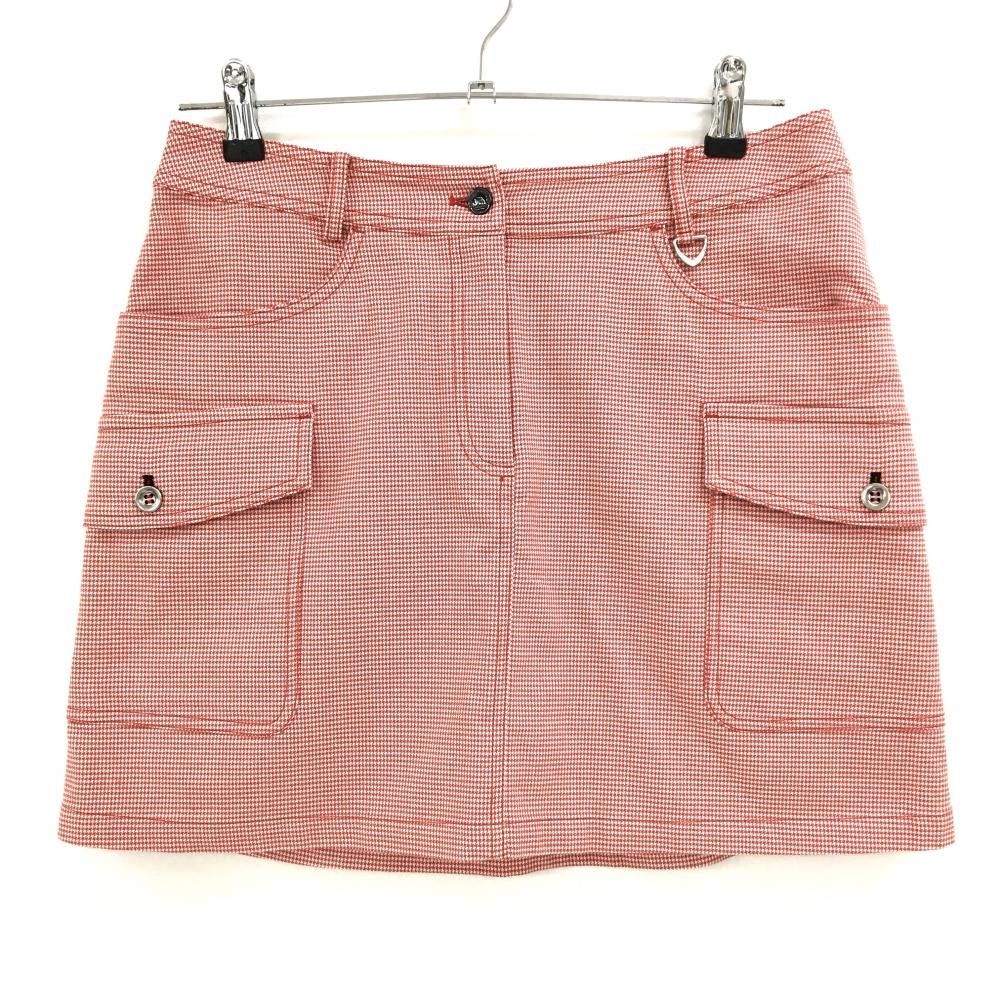 【超美品】アダバット カーゴスカート レッド×白 千鳥格子  レディース 38(M) ゴルフウェア adabat