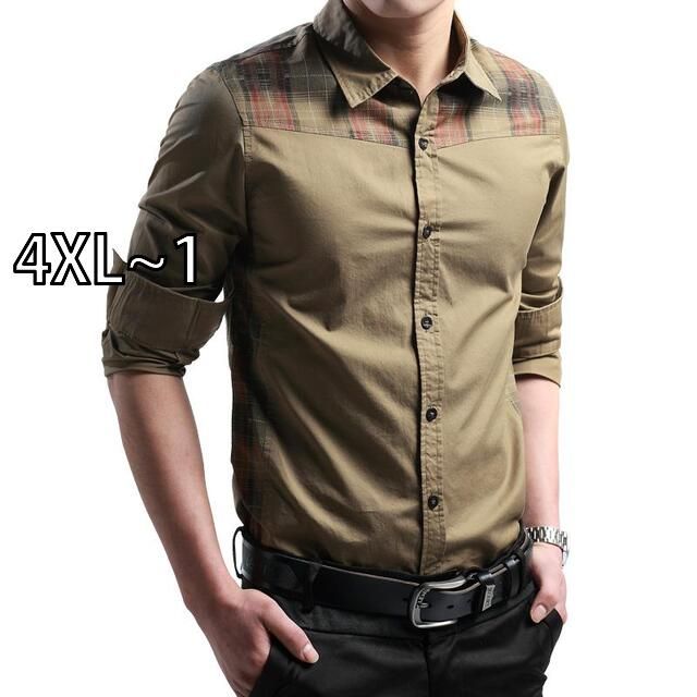 [4XL~1]メンズ ファッション 服 オシャレ シンプル 大人 かっこいい 大きいサイズ ストリート 紳士服 綿 シャツ スリム 長袖 ビジネス 韓国 スタイル カジュアル 無地