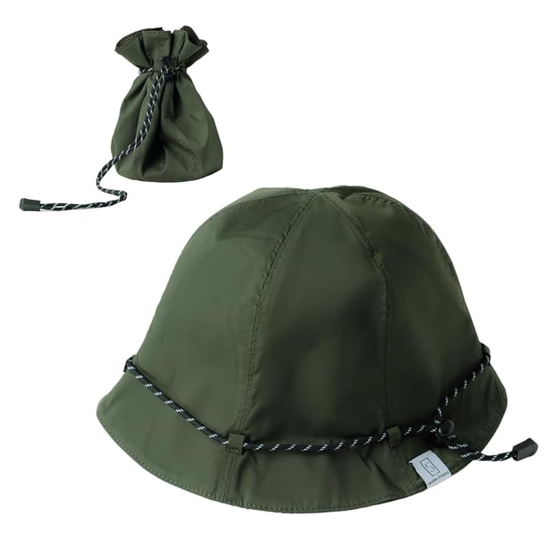 [SAUNA STUDIOS] ナイロン メッシュ サウナハット 軽量 95グラム 撥水 巾着バッグ おしゃれ 2重構造 速乾 洗濯可能 カンタン 機能性サウナハット (Khaki)