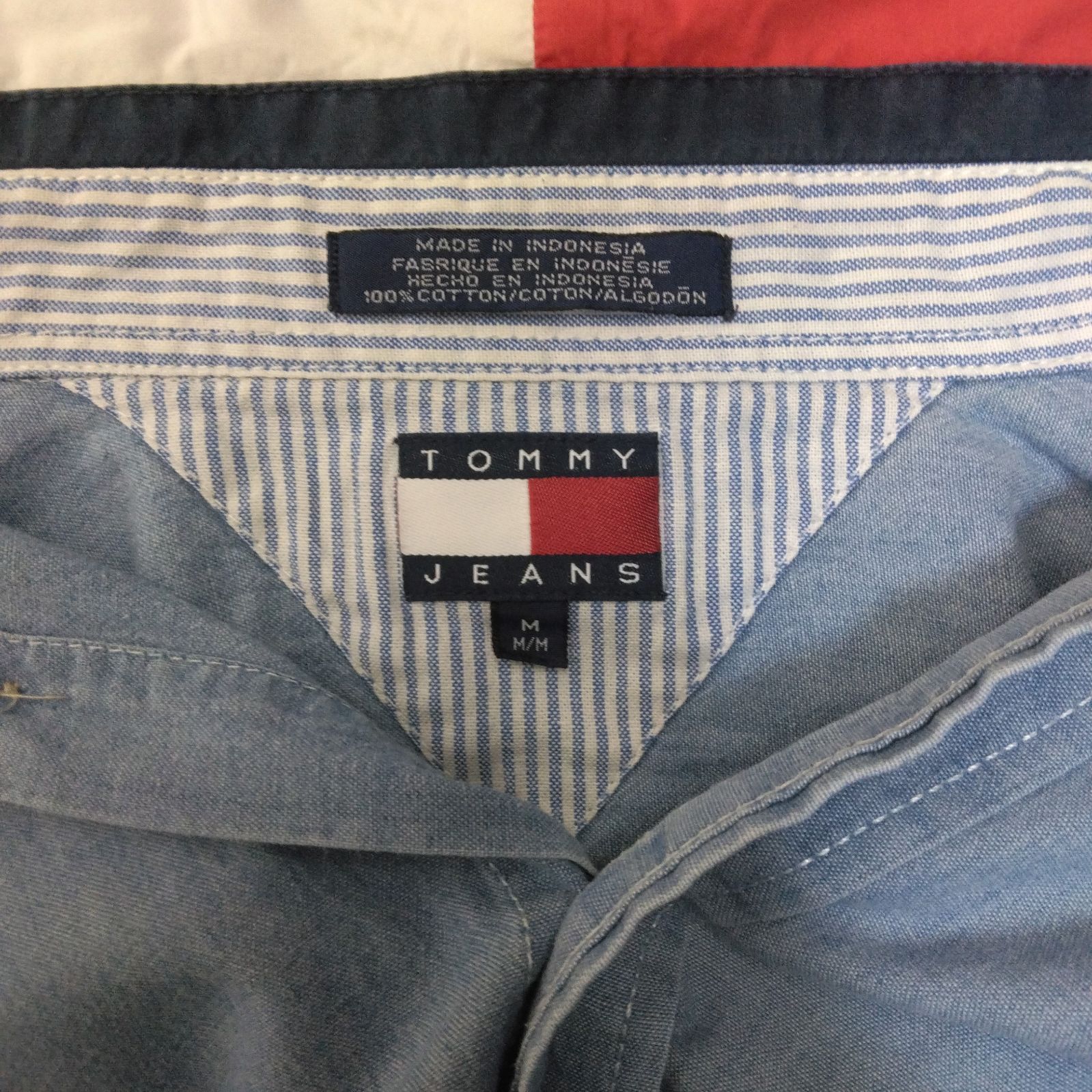 希少 TOMMY JEANS トミージーンズ 長袖デニムシャツ 旧タグ フラッグ