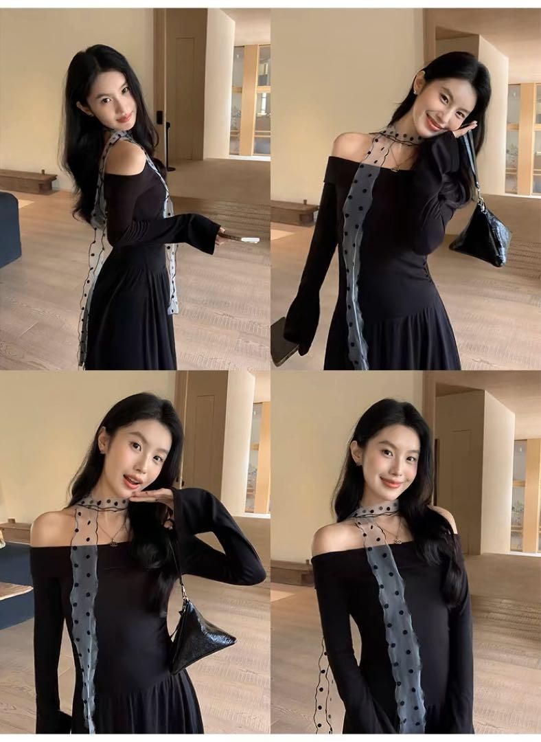 エレガント可愛いワンショルダーAラインミニドレス