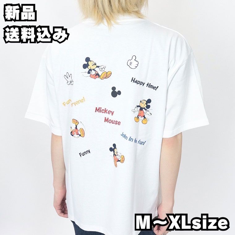 夏物先行売り尽くし ミッキーバックプリント&刺繍半袖Tシャツ