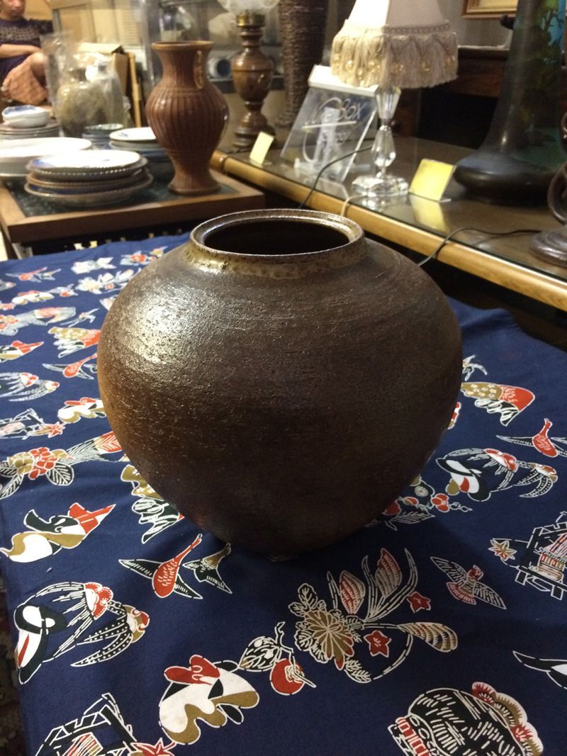 信楽焼 梅図花瓶 三彩作 信京壺 梅の花模様 木箱付き 花瓶 花器 置物