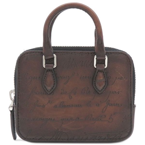 ベルルッティ BERLUTI 2WAYバッグ アンジュール ナノ スクリットレザー ポーチ ヴェネチアレザー ブラウン シルバー金具 茶 ベルトバッグ ウエストバッグ カリグラフィ 【中古】