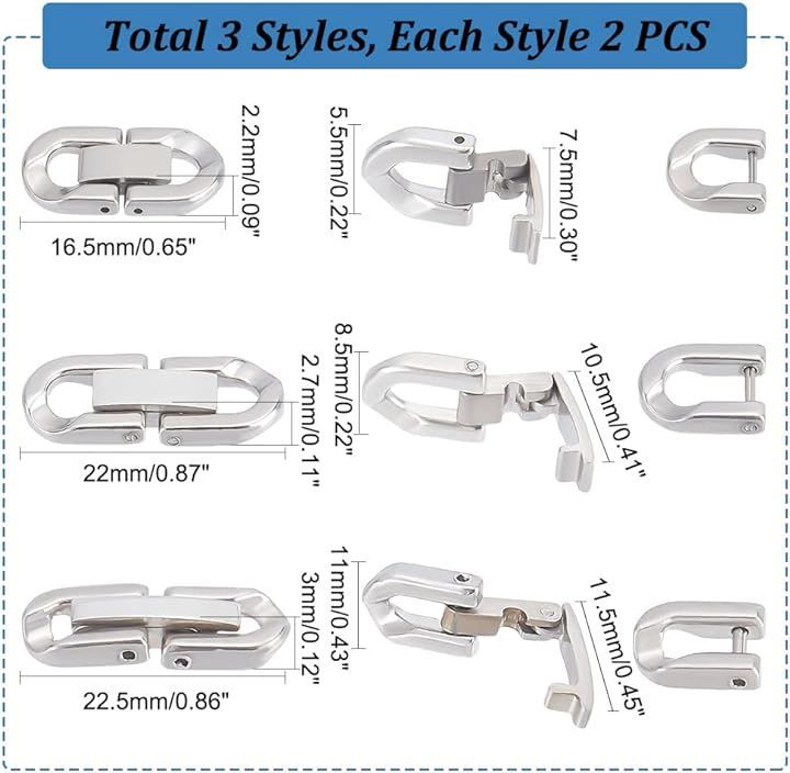 UNICRAFTALE 約6個 3スタイル 中折れクラスプ ブレスレット 中留め・1連 16.5-22.5mm 留め金具 304ステンレス鋼製 中折れ式金具(  金属色-3スタイル-6個, 16.5/22/22.5mm) メルカリ