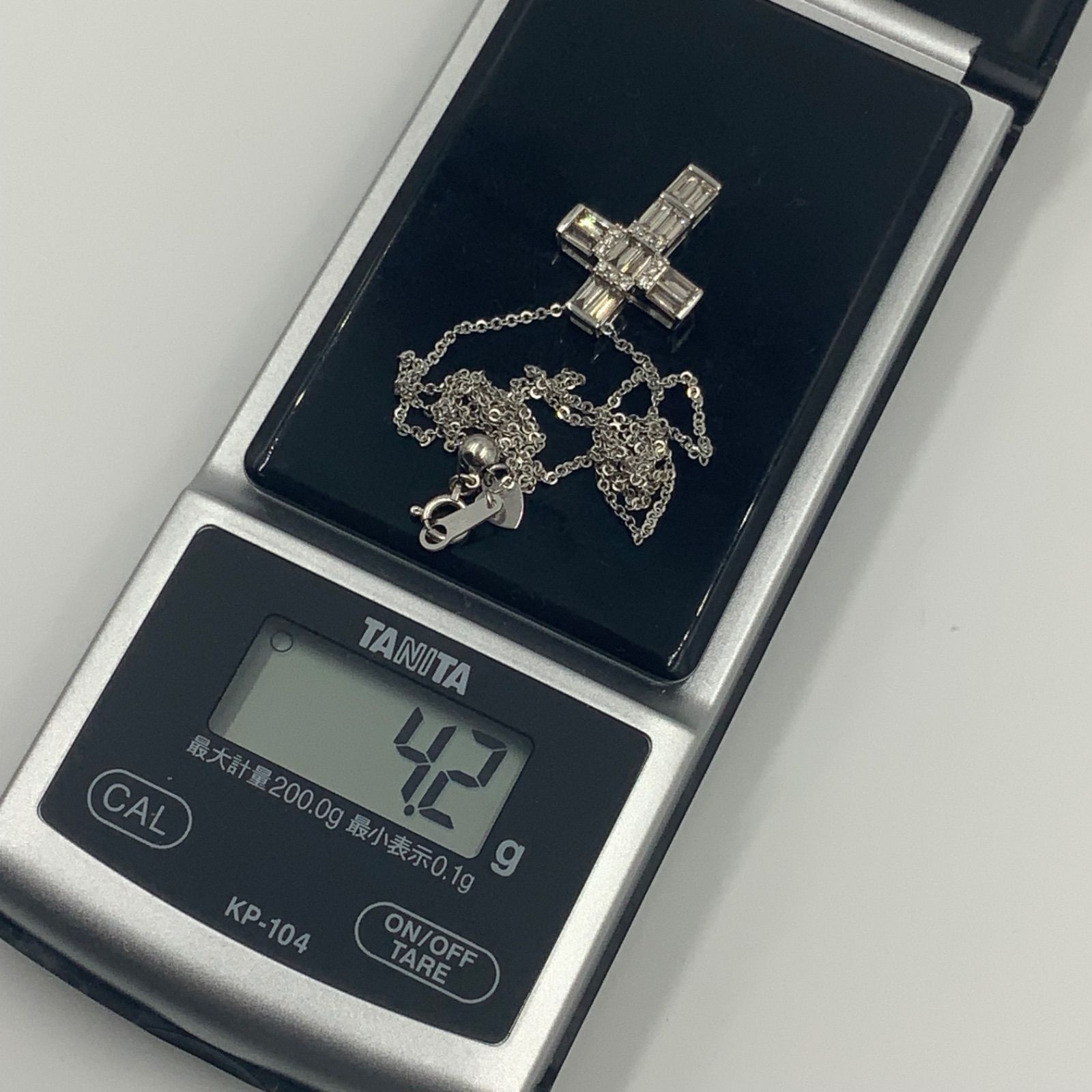 年初セール K18WG ダイヤモンドクロス ネックレス 1.16ct 4.2g 約45cm 