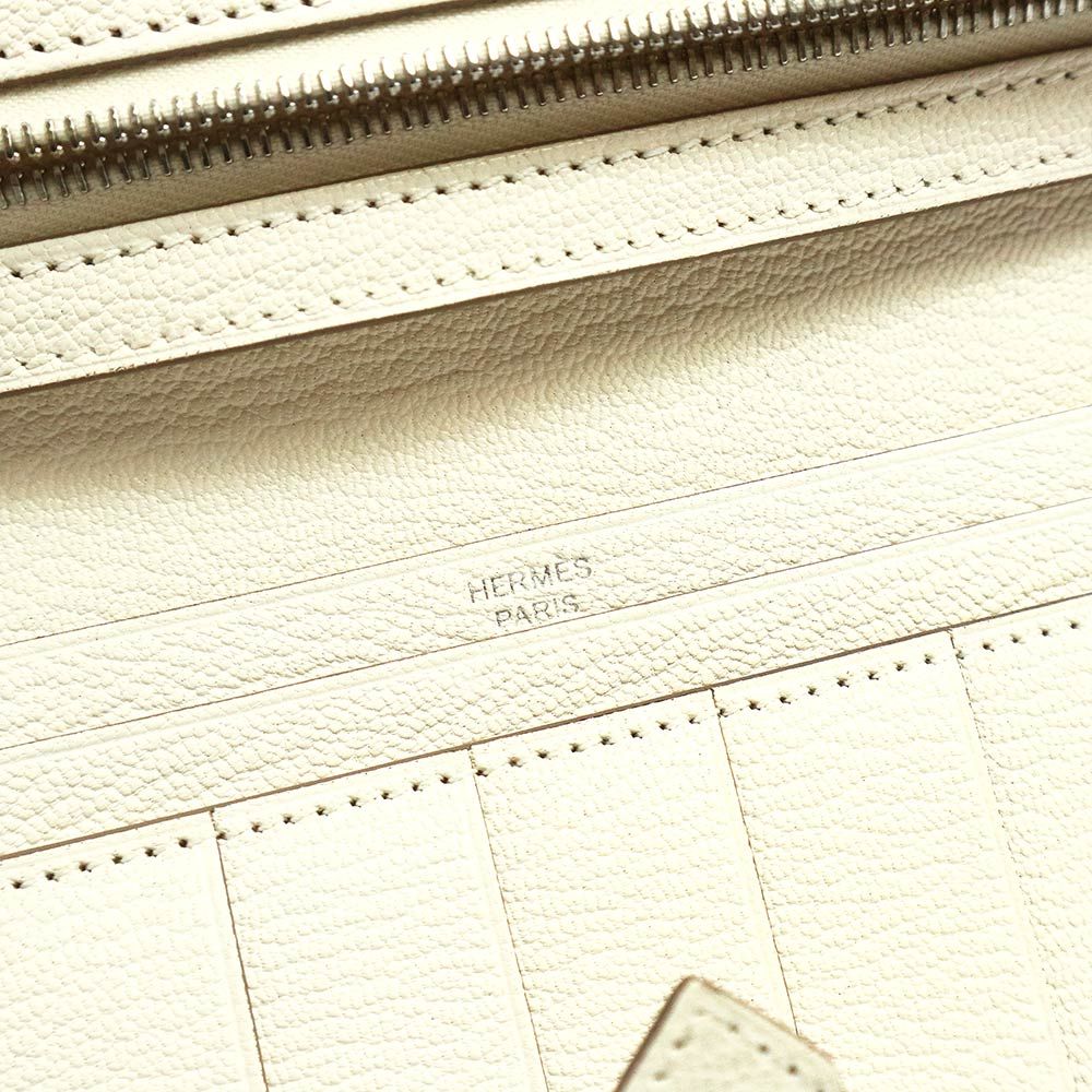 エルメス ベアン スフレ 二つ折り長財布 シェブル シェーブルミゾール レザー ナタ ホワイト シルバー金具 U刻印 箱付 HERMES（新品・未使用品） エルメス ベアン スフレ 二つ折り長財布 シェブル シェーブルミゾール