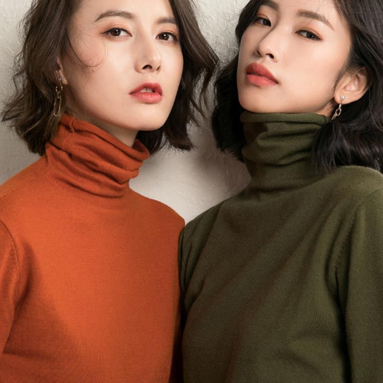 6343【美品】ブリーフィング　ハイネック長袖ニット　薄手　ウール Merfirge]ニットセーター タートルネック ウールカシミヤ プル