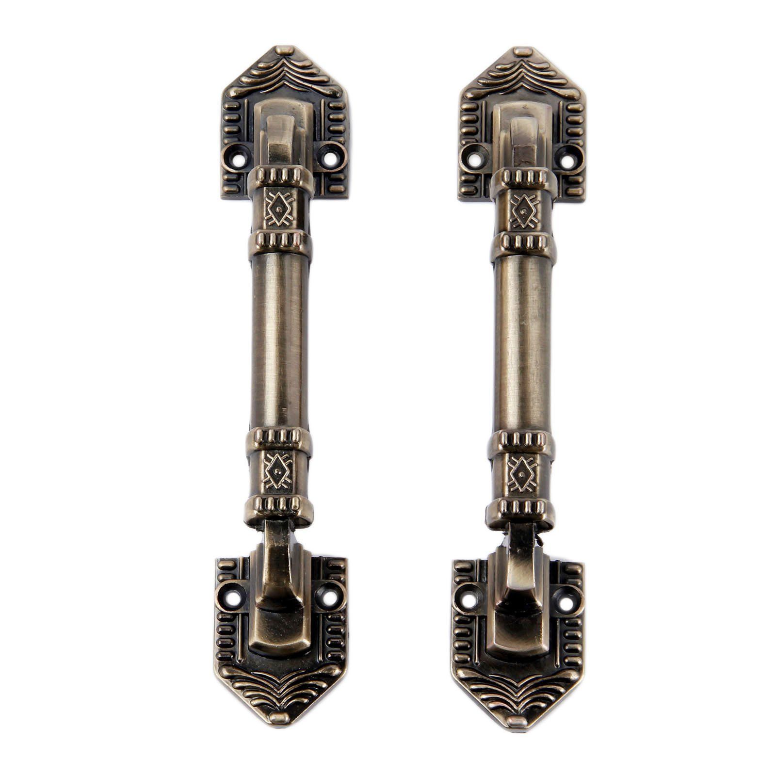 Size:2pcs_Color:128mm Antique Bronze 2個 取手 取っ手 古典的 引き出しハンドル ノブ ドアハンドル ドア レトロ アンティーク ヴィンテージ 亜鉛合金 ツール アクセサリー ビス付き ブロンズ 195mm
