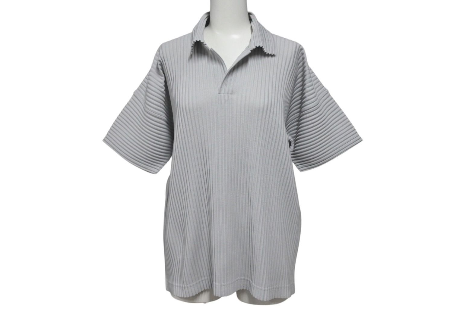 HOMME PLISSE ISSEY MIYAKE オムプリッセ イッセイミヤケ プリーツスキッパーシャツ HP55JM330 サイズ2 グレー 4b001612