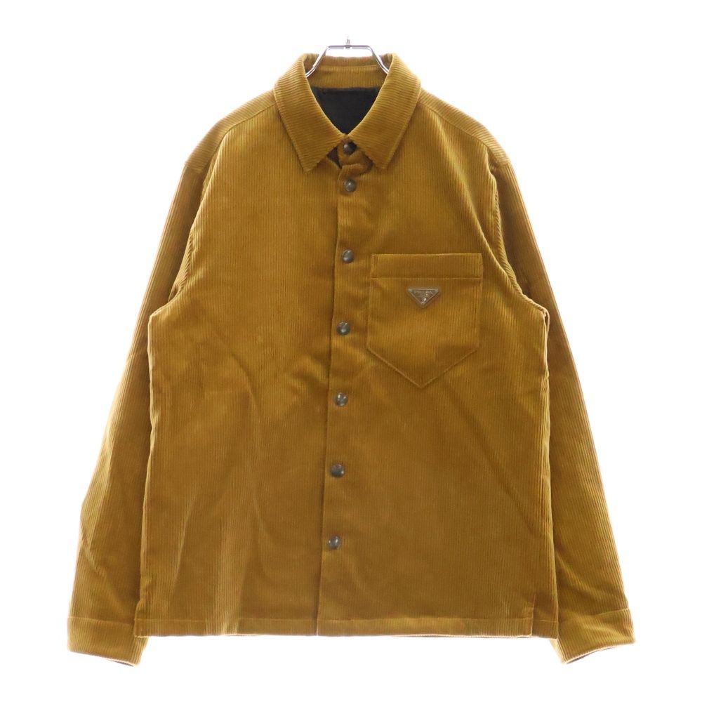 PRADA プラダ 24AW 三角ロゴプレート コーデュロイシャツブルゾン ブラウン SC798