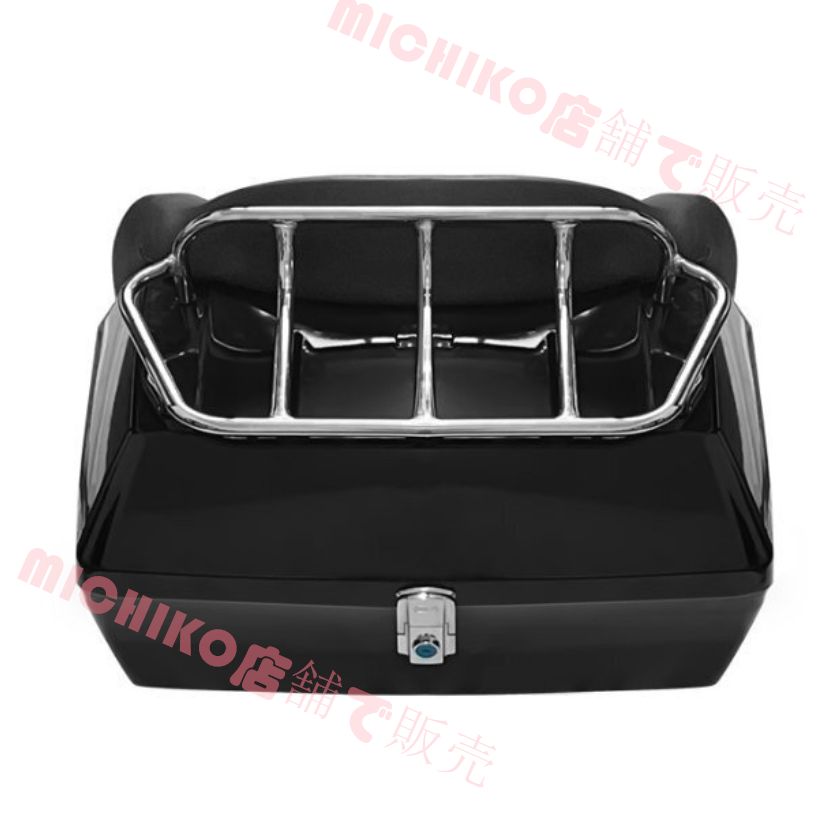 リアボックス バイク用トップケース 48L 大容量 モノキーケース バイク収納ボックス バックレスト付き ブラック 多機能