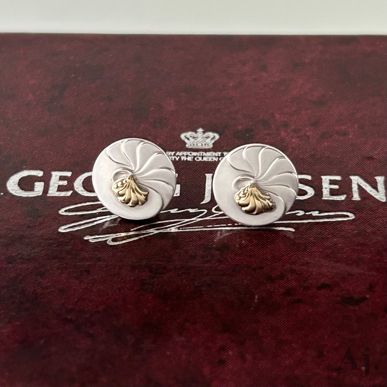 ジョージジェンセン 希少 ピアス 10 巻貝 シェル AG925 ヴィンテージ 
