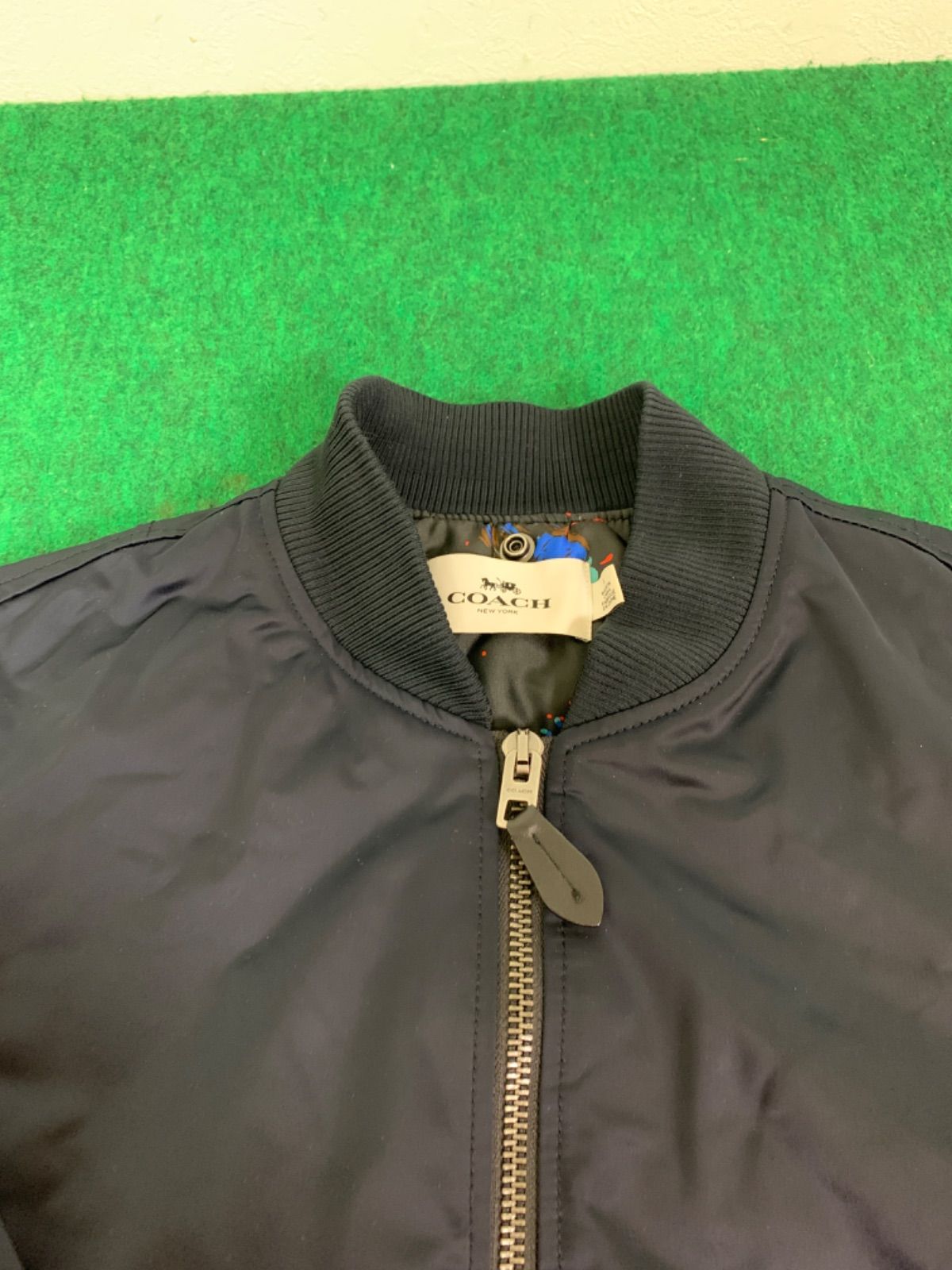 〇COACH コーチ ボア ファー付き MA-1 ブルゾン ジャケット ジップ