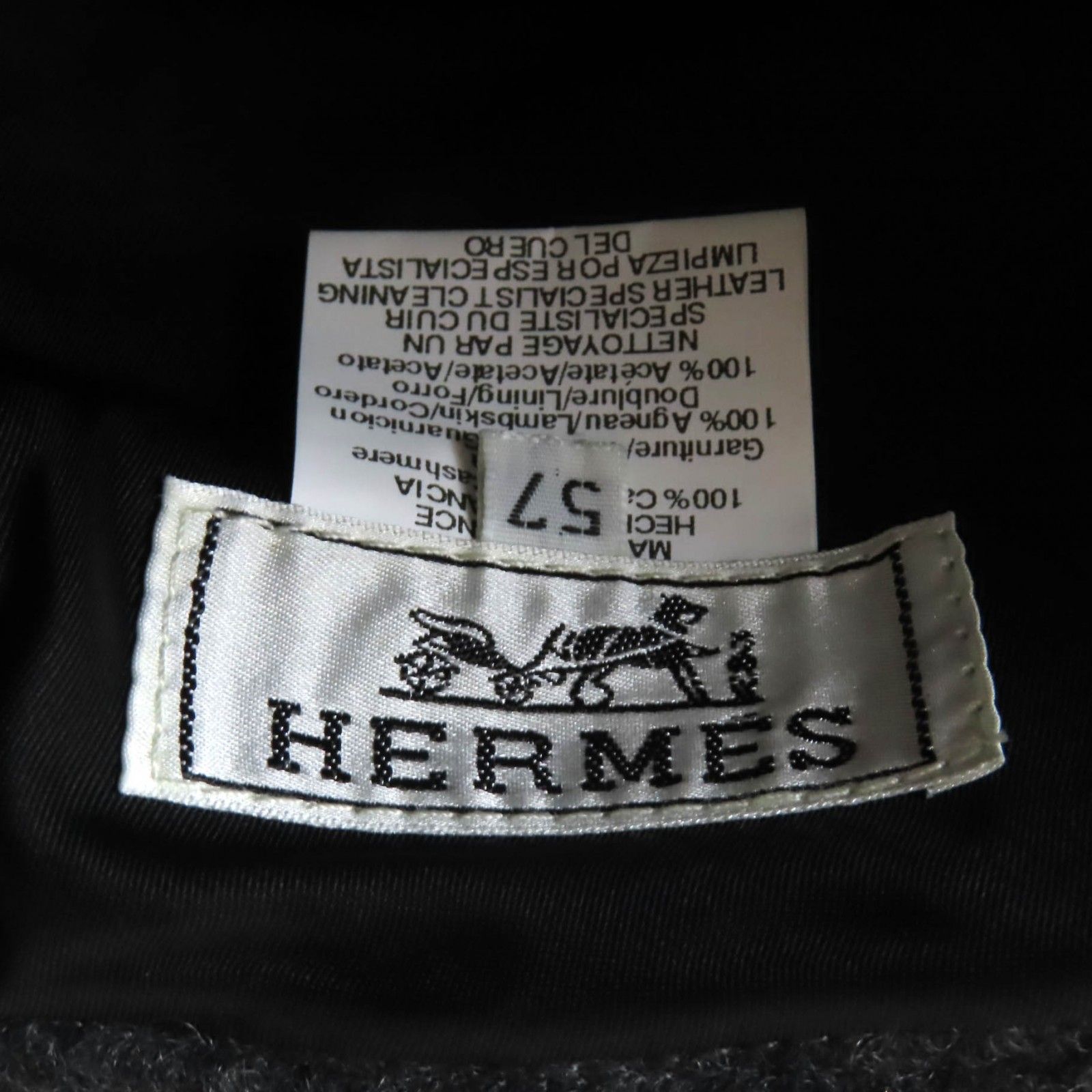 極美品☆HERMES エルメス カシミヤ100％ レザートリム スタッズ