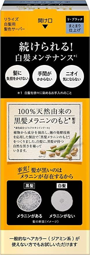 《セット販売》 花王 リライズ 白髪用髪色サーバー リ・ブラック まとまり仕上げ 本体 (155g)×2個 カラートリートメント 染毛料 無香性 