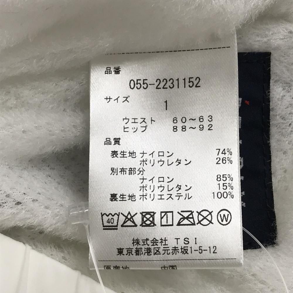 海外限定。 パーリーゲイツ 中綿パンツ 白×黒 裏起毛 サイドロゴプリント 切替 レディース 1 M ゴルフウェア PEARLY GATES