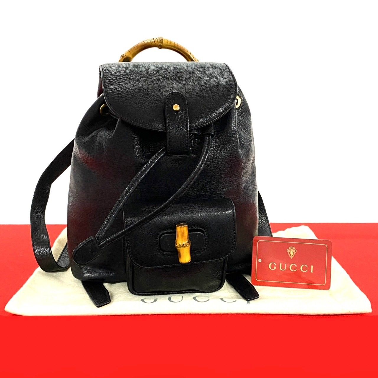 ほぼ未使用 希少品 袋付き GUCCI グッチ バンブー レザー 本革