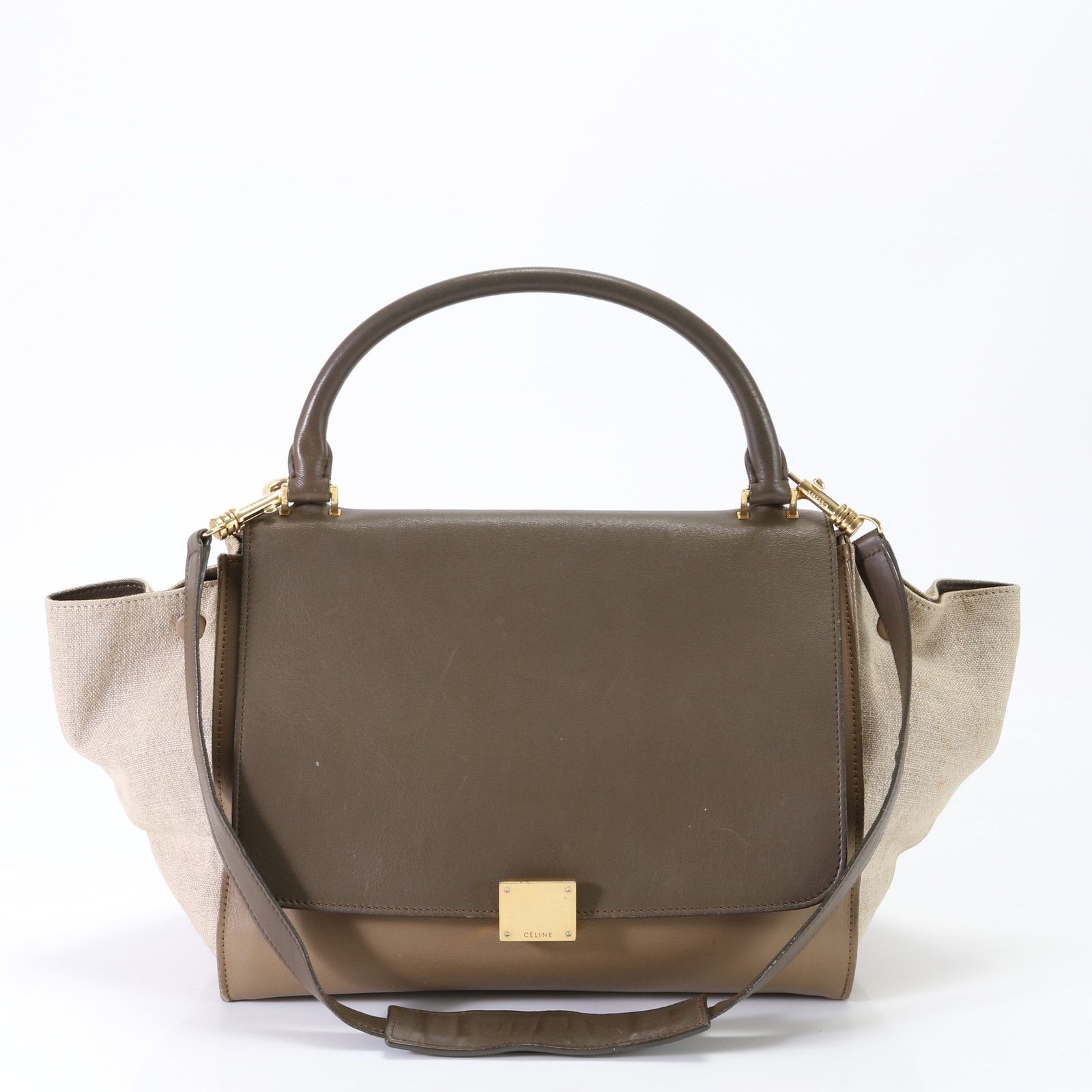 テ*に様 CÉLINE トラペーズ　レザー トートバッグ アズール/ブラウン テ*に様 CÉLINE トラペーズ レザー トートバッグ アズール/ブラウン