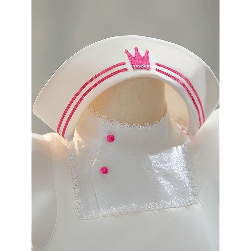 在庫 Miccostumes レディース 大人 アニメ ゲーム 魔力少女風 ナース風 看護婦風 かわいい キュート 萌え かっこいい コスチューム コスプレ コス 袖なし ワンピース ドレス 仮装 変身 変装 衣装セット ホワイト XL BRIGHTFACE_UK