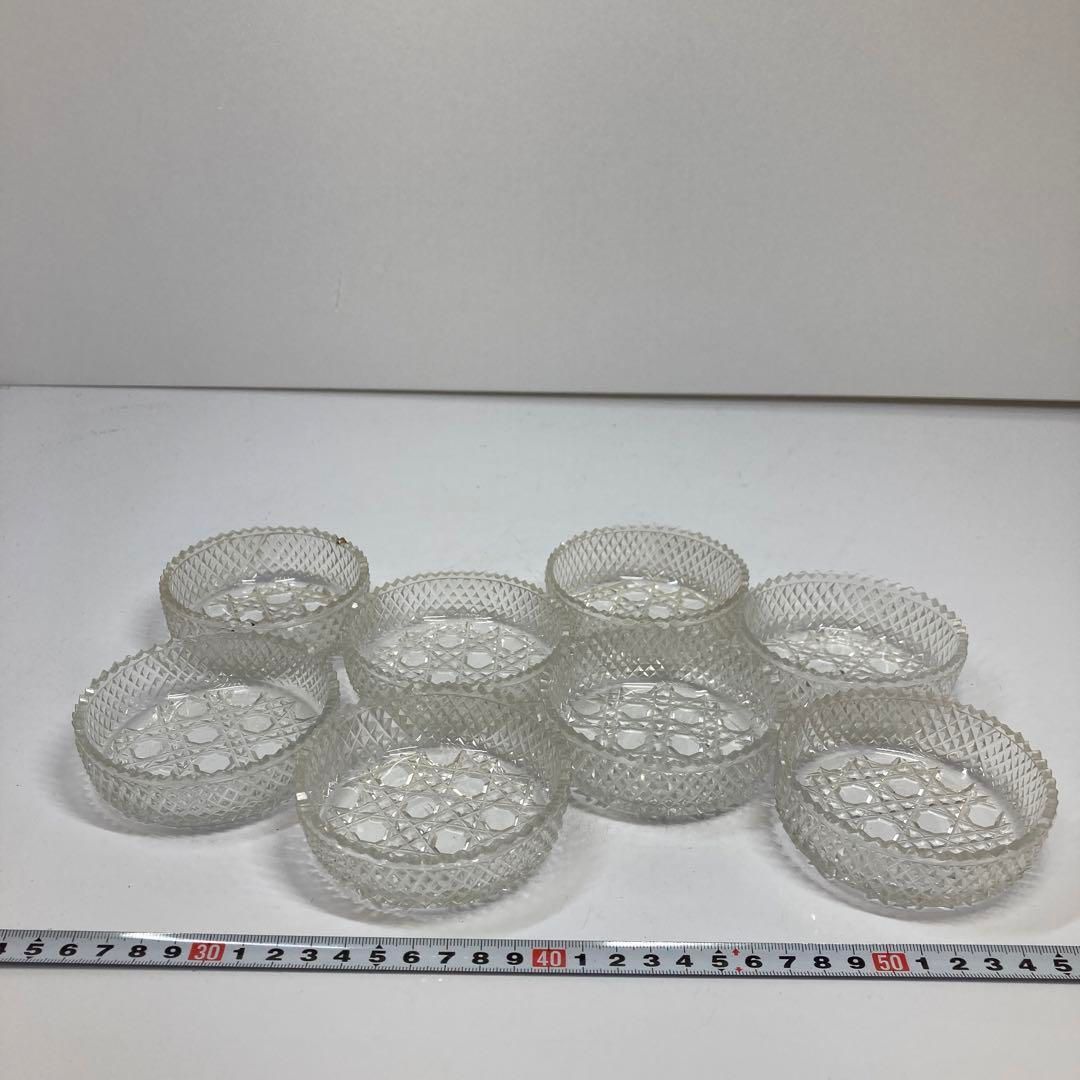 明治時代 ギヤマン小皿 幅約9.1㎝ 本さ5-0306