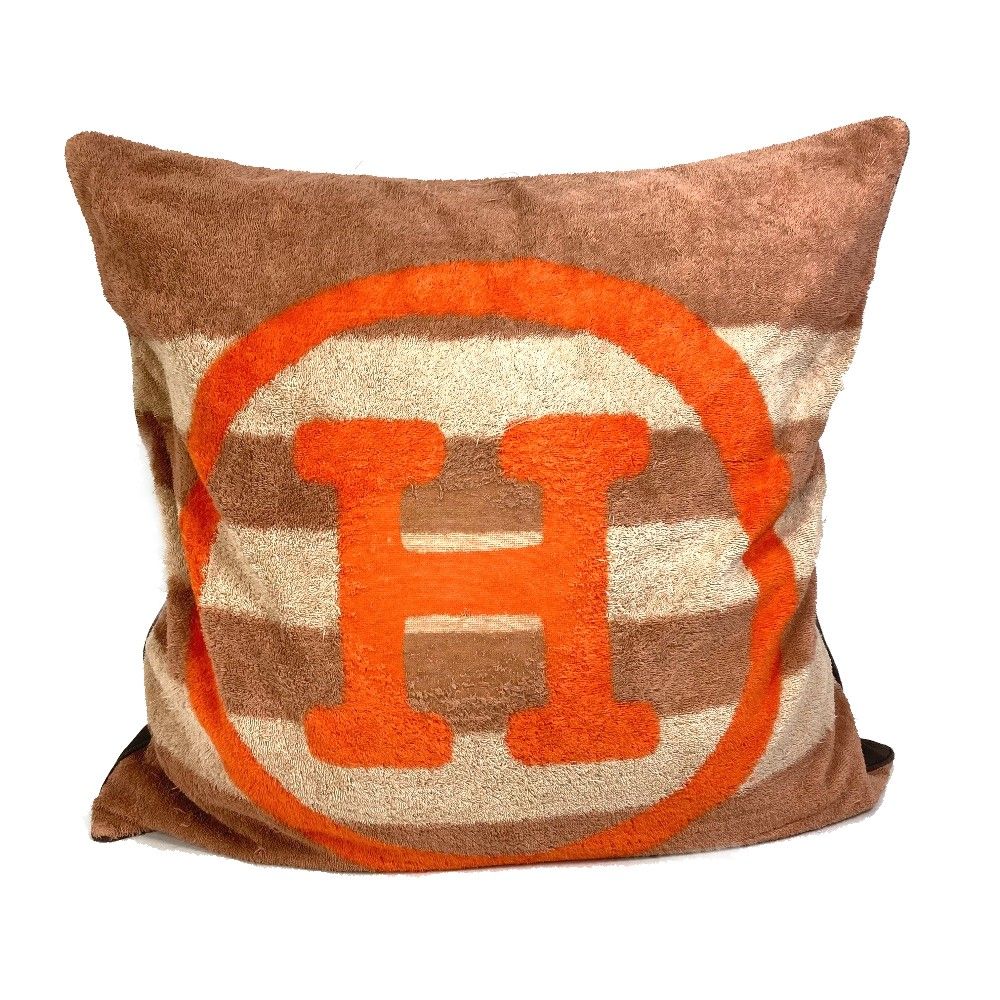 HERMES Hロゴ クッション オレンジ エルメス クッション オレンジ系