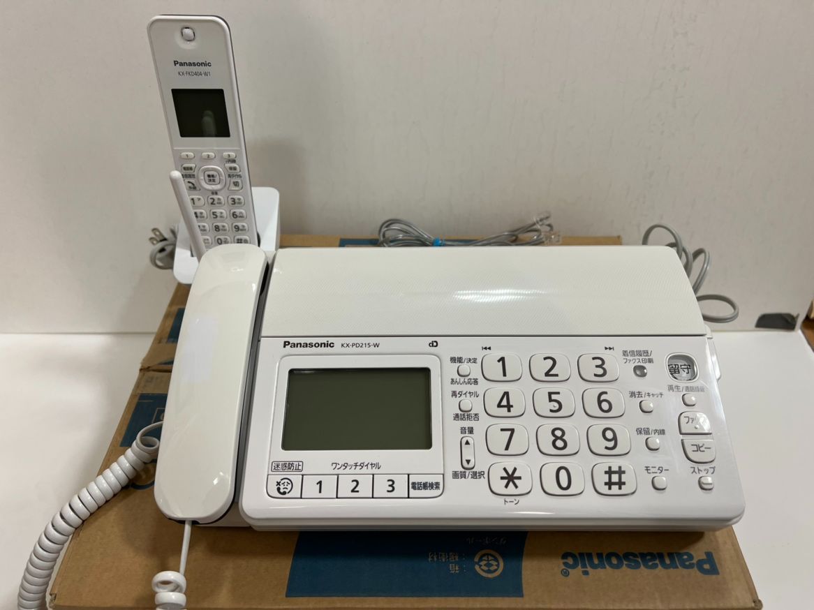 Panasonic 普通紙ファックス電話機 KX-PD215-W 親機・子機1台 FAX機能有 - メルカリShops