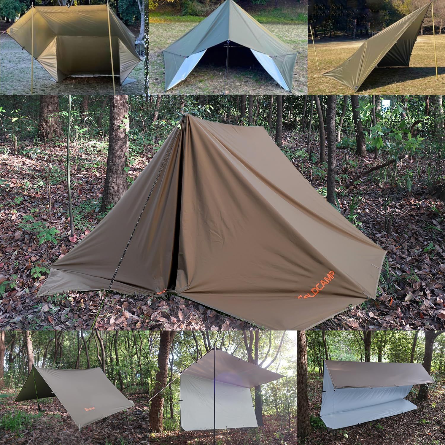 数量 耐水圧15000mm 日除け 紫外線カット 難燃性 UPF50 軽量 サンシェルター ループ19個 ポータブル テント 天幕 タープ シェード キャンプ アウトドア 布です防水タープ しゅうのう収納ふくろ袋つき付きです ぬの 2-10人用 ナイ OLIVEOS_COM_TR