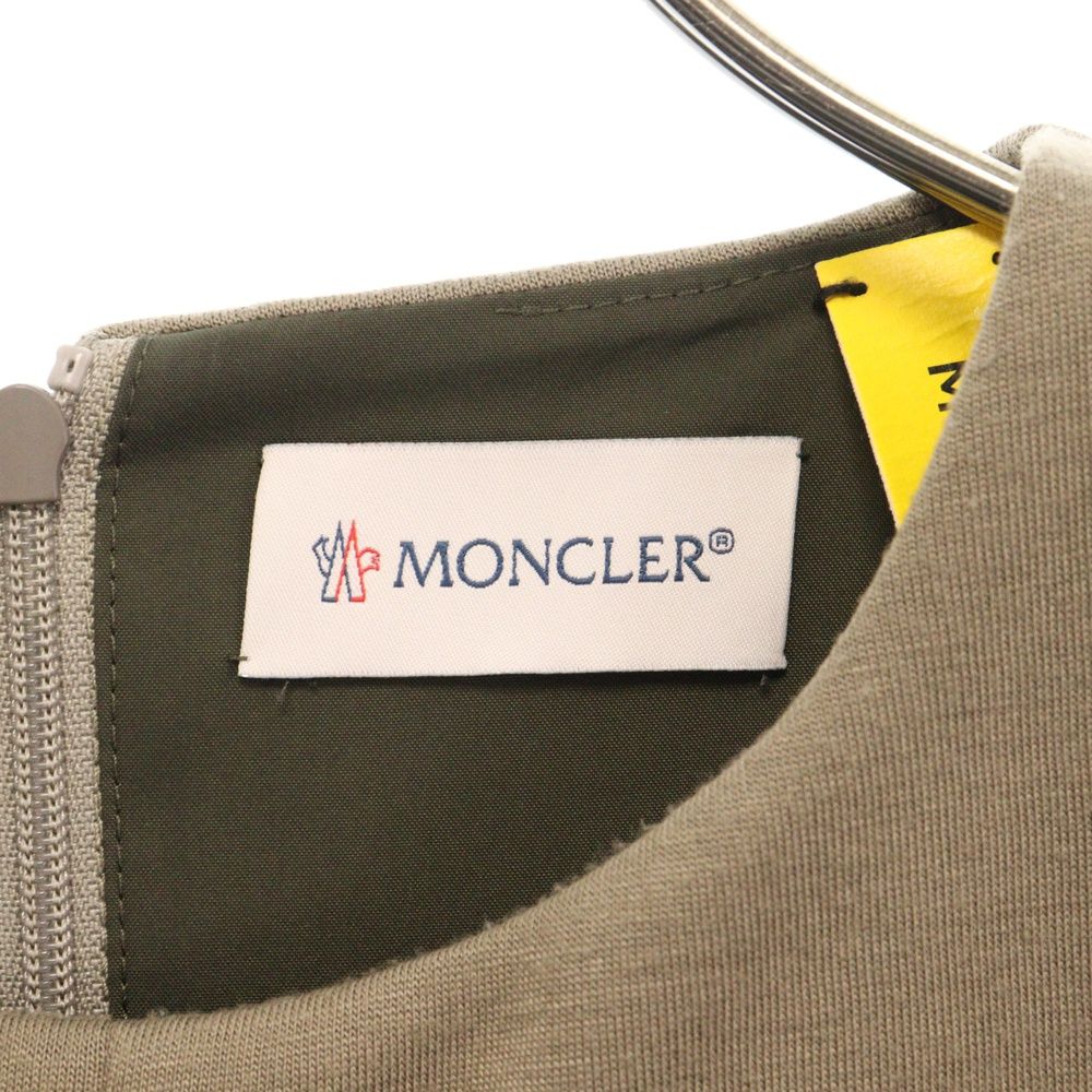 MONCLER (モンクレール) 21AW ×HYKE SCUBA DRESSハイク プリーツスカート切替 半袖ワンピース カーキ レディース  G209K8I00002 899GA