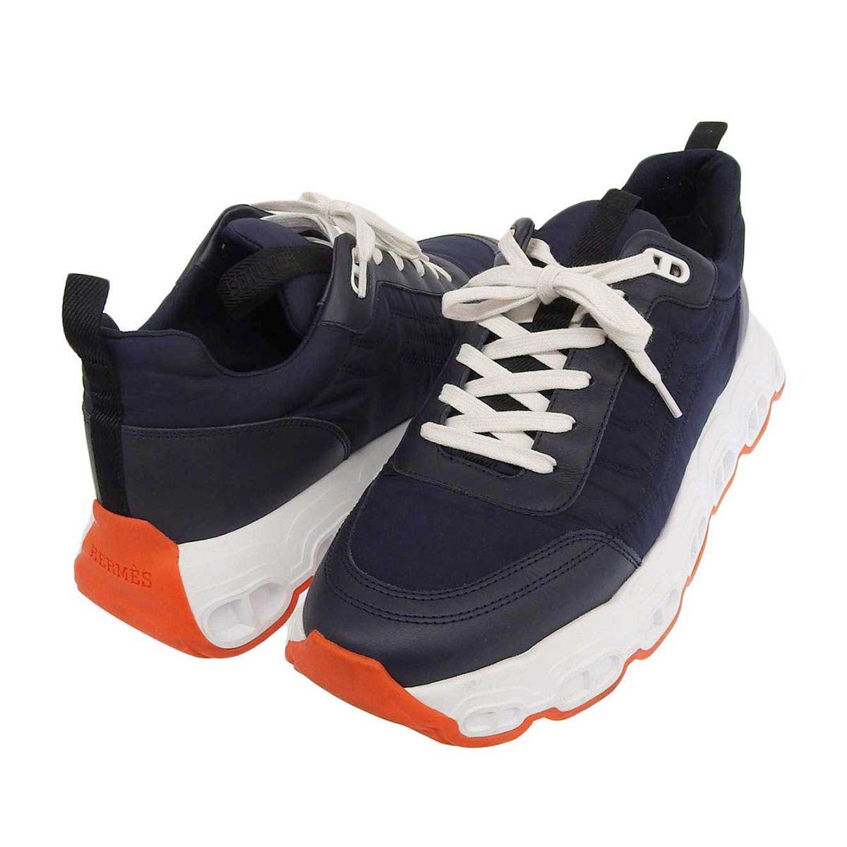 エルメス インパルス スニーカー メンズ ネイビー オレンジ HERMES