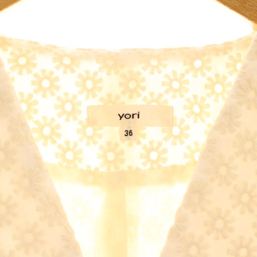 yori ヨリ フラワー刺繍ミニジレ36 ヨリ yori 25SS フラワー刺繍ミニジレ ベスト Vネック 36