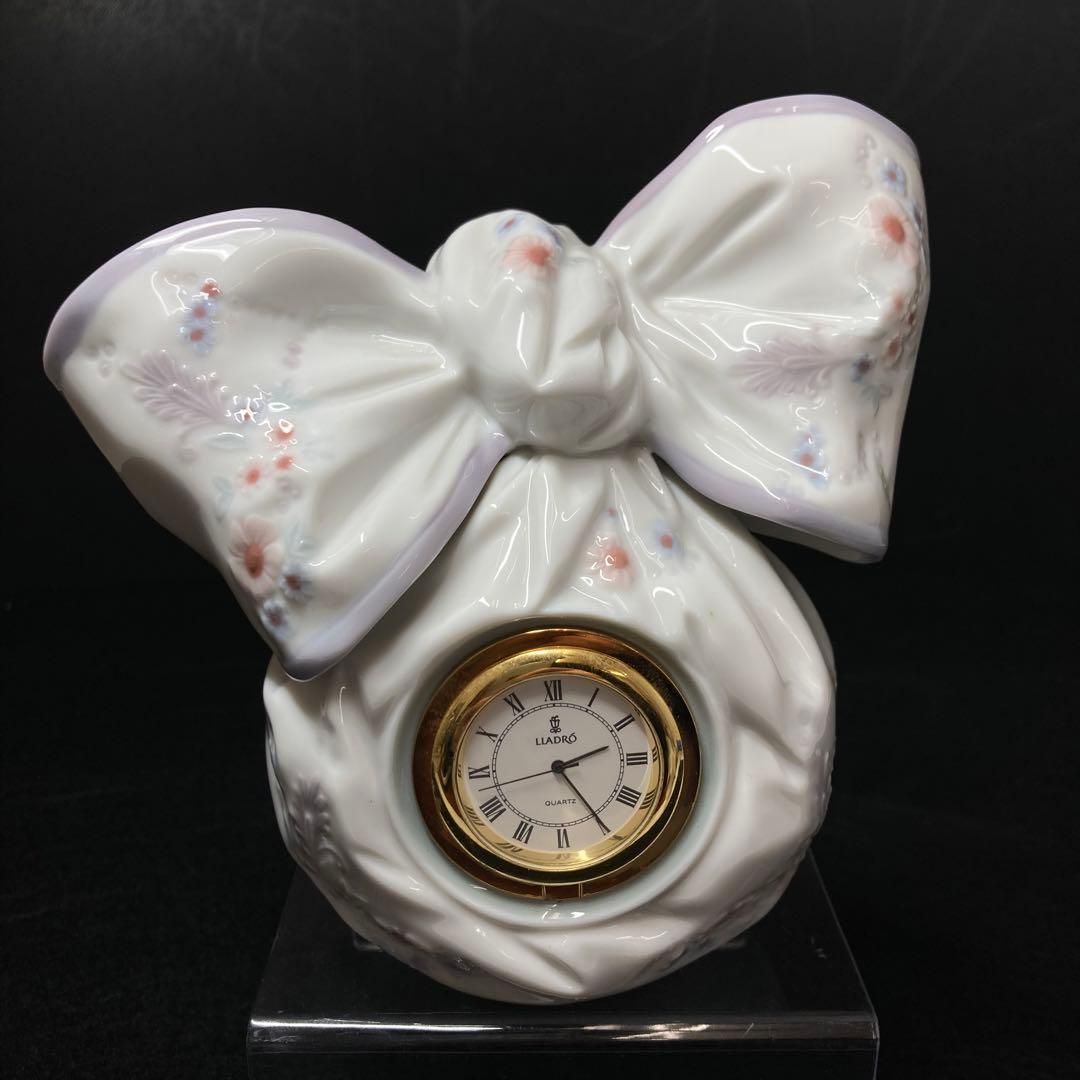 リヤドロ リボン時計 高さ約13.5cm 東金6-0228
