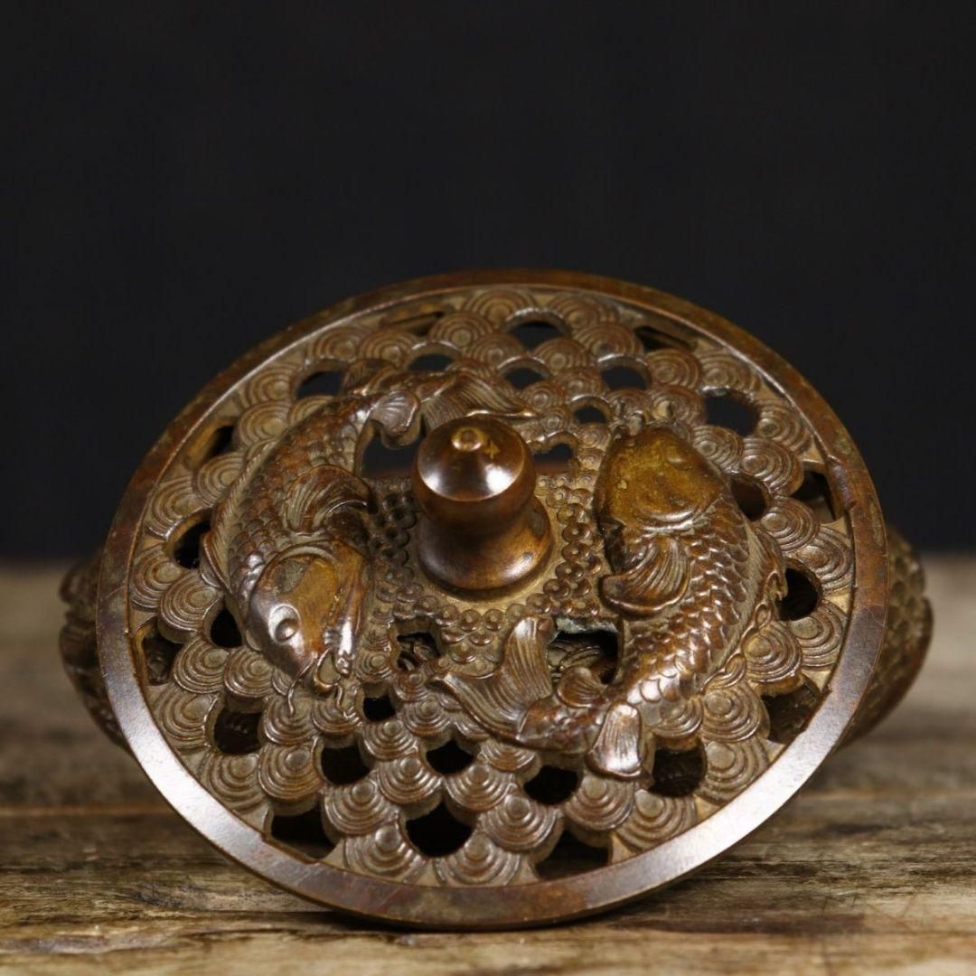 銅細工 百福 蓮華底香炉 香道具 装飾品 工芸品 美術品 置物